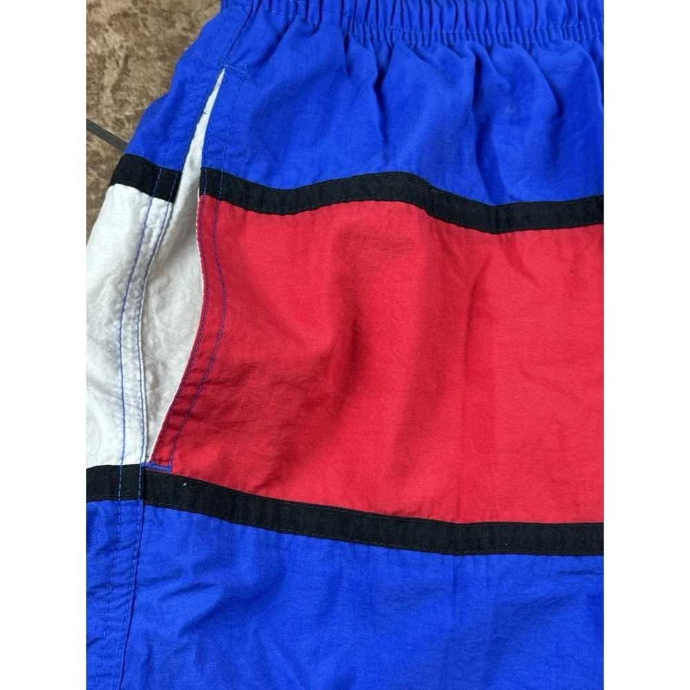 Vintage Color Block Hobie Mens Swimsuit 90s Swim Shorts Blue Multicolor Medium - Picture 2 of 9